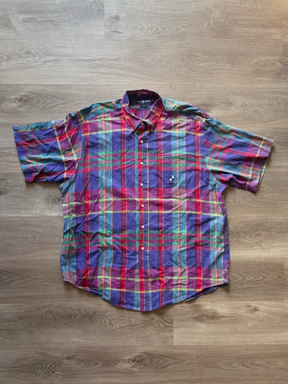 Vintage 90s Ralph Lauren Golf Tilden Plaid Button Down Shirt Mens XXL Multicolor